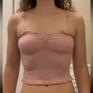 Active USA pink ruched tank top